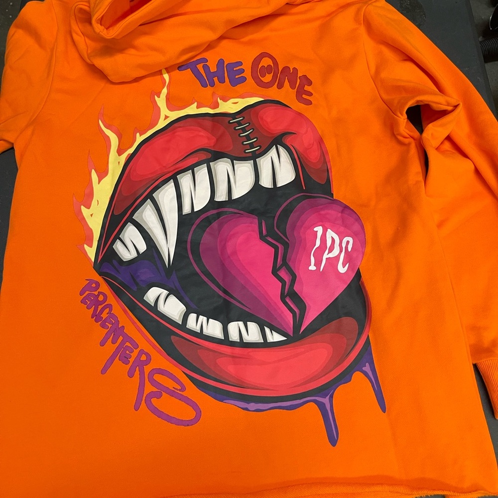 Oversized orange streetwear hoodie